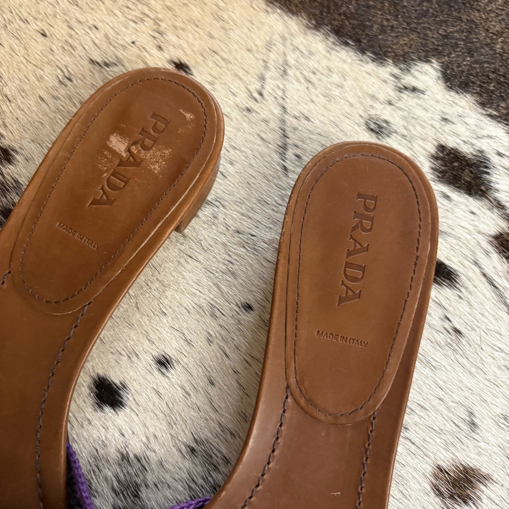 PRADA Green Suede Leather Slides Sandals‎ Size 40 NWOT - Picture 2 of 7